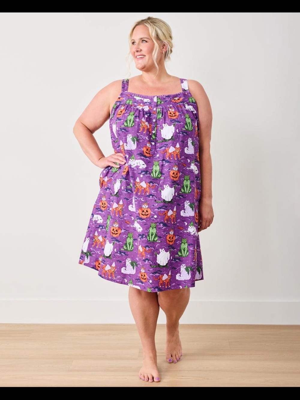Printfresh Halloween house cats back to bed night gown